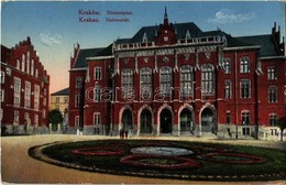 T2/T3 1916 Kraków, Krakau, Krakkó;  Uniwersytet / Universität / University + K.u.K. Militärzensur Krakau Marinefeldpost  - Andere & Zonder Classificatie