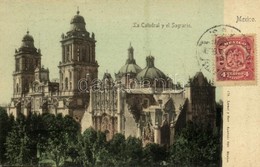 T2 1910 Mexico City, Ciudad De Mexico; La Catedral Y El Sagrario / Church. TCV Card - Andere & Zonder Classificatie