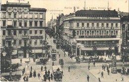 * T4 1913 Berlin, Friedrichstrasse, U. D. Linden, Victoria Café / Street View, Hotel, Café, Automobile, Omnibus, Shops - - Unclassified