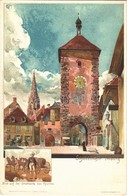 ** T1/T2 Freiburg, Schwabenthor, Bild Auf Der Stadtseite Des Thurms, Verlag Der Hofkunsthandlung J. Velten / City Gate,  - Ohne Zuordnung