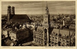 T1/T2 München, Munich; Rathaus U. Frauenkirche / Town Hall, Church, General View - Non Classés