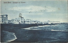 T2/T3 1924 Roma, Rome; Ostia Mare, Spiaggia Da Ponente / Beach. Prop. Ris. M. Saragoni. Fot. A. Pacifici (EK) - Autres & Non Classés