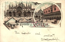 T2 1897 (Vorläufer!) Venice, Venezia; Palazzo Del Doge, San Marco / Palaces. Doves. Carlo Künzli Art Noueau, Litho - Other & Unclassified