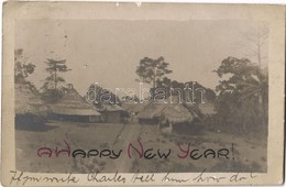 T2/T3 1918 Freetown, Huts, African Folklore. 'Happy New Year' Greeting. Photo - Other & Unclassified