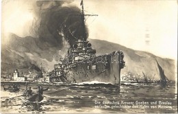 ** T1/T2 Die Deutschen Kreuzer Goeben Und Breslau Verlassen Gefechtsklar Den Hafen Von Messina / WWI German Navy Cruiser - Zonder Classificatie