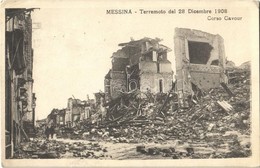 T1/T2 1913 Messina, Terremoto Del 28 Dicembre 1908, Corso Cavour / Earthquake Of 1908, Street, Destroyed Houses - Non Classés