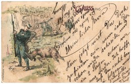 T2/T3 1904 Austro-Hungarian K.u.K. And German Military Art Postcard, Military Humour. Verlag Der 'Wiener Mode' Litho (fl - Unclassified