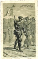 ** T2 Fanteria In Marcia Per Il Fronte Di Battaglia / WWI Italian Military Art Postcard, Unsigned V. Polli - Non Classés