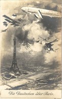 ** T1/T2 Die Deutschen über Paris / The Germans Above Paris, WWI German Military Aircraft, Zeppelin Airship, Amag K. 12. - Unclassified