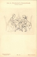 ** T1 Beim Dessert, Aus A. Hendschel's Skizzenbuch No. 15., Verlag V. M. Hendschel / Baroque Couple - Ohne Zuordnung