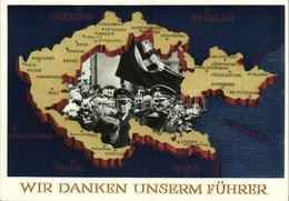 T2 Wir Danken Unserm Führer / NSDAP German Nazi Party Propaganda, Adolf Hitler, Konrad Henlein, Map Of The Czech Republi - Non Classés