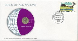 Lesotó 1979. 1s 'Nemzetek Pénzérméi' Felbélyegzett Borítékban, Bélyegzéssel T:1- Lesotho 1979. 1 Sente 'Coins Of All Nat - Zonder Classificatie
