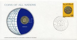 Marokkó 1974. 10s 'Nemzetek Pénzérméi' Felbélyegzett Borítékban, Bélyegzéssel T:1- 
Morocco 1974. 10 Santimat 'Coins Of  - Unclassified