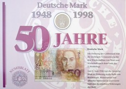 Németország 1998F 10M Ag '50 éves A Német Márka' Nagyalakú Emlékíven Elsőnapi Bélyegzős Bélyeg-kisívvel T:1
Germany 1998 - Unclassified