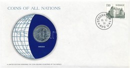 Svédország 1978. 1K 'Nemzetek Pénzérméi' Felbélyegzett Borítékban, Bélyegzéssel T:1 
Sweden 1978. 1 Kronor 'Coins Of All - Non Classés