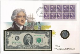 Amerikai Egyesült Államok érmés és Bankjegyes, Pecsételt Boríték Benne 1973. 5c Ni érmével és 1976. 2$-os Bankjeggyel A  - Non Classés