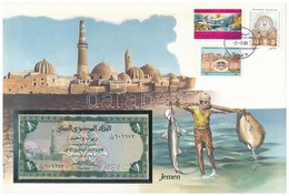 Jemen 1973. 1R Borítékban, Alkalmi Bélyeggel és Bélyegzéssel T:I 
Yemen 1973. 1 Rial In Envelope With Stamps And Cancell - Unclassified