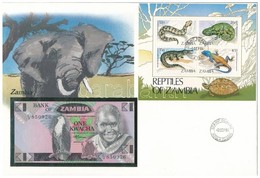 Zambia 1980-1988. 1K Borítékban, Alkalmi Bélyeggel és Bélyegzéssel T:I 
Zambia 1980-1988. 1 Kwacha In Envelope With Stam - Non Classés