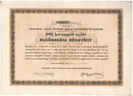 Jászladány 1911. 'Jászsági Helyi Érdekü Vasut Részvénytársaság' Elsőbbségi Részvénye 200K-ról (3x) Sorszámkövetők T:I - Sin Clasificación