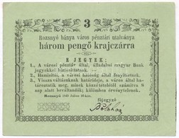 Rozsnyó 1849. Július 16. 3kr 'Rozsnyó Bánya Város Pénztári Utalványa' T:III
Adamo ROZ-1.2 - Non Classés