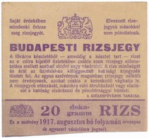 Budapest 1917. 'Budapesti Rizsjegy' T:III Vágott - Non Classés