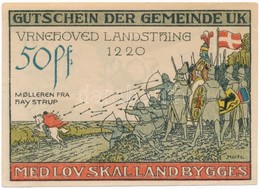 Dánia 1920. 'UK Község Utalványa' 50pf-ről T:I-
Denmark 1920. 'Gutschein Der Gemeinde UK' C:AU - Unclassified