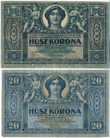 1919. Július 15. 20K + 1919. Augusztus 9. 20K T:III,III- - Ohne Zuordnung