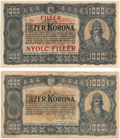 1923. 1000K 'Magyar Pénzjegynyomda R.t. Budapest' Nyomdahely Jelöléssel + 1000K '8 FILLÉR - NYOLC FILLÉR' Felülnyomással - Unclassified