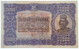 1923. 25.000K 'Orell Füssli Zürich' Piros Sorszám 'D39 002008' T:III   Hungary 1923. 25.000 Korona 'Orell Füssli Zürich' - Ohne Zuordnung