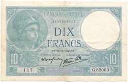 Franciaország 1940. 10Fr T:III
France 1940. 10 Francs C:F - Non Classés