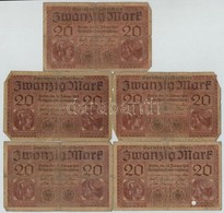 Német Birodalom 1918. 20M (5x) T:III-,IV 
German Empire 1918. 20 Mark (5x) C:VG,G - Unclassified