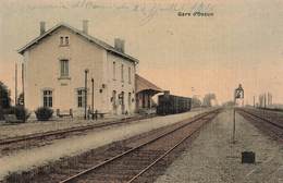 65 Ossun La Gare Avec Train Cpa Carte Animée Colorisée Toilée Ecrite En 1916 - Ossun