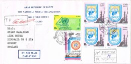34966. Carta Aerea Certyificada CAIRO (Egypt) 1990 To England - Lettres & Documents