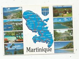 Cp, Carte Géographique,LA MARTINIQUE ,voyagée ,multi Vues - Cartes Géographiques