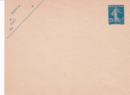 Enveloppe Semeuse Camée 25 C Bleu J8 Neuve - Enveloppes Types Et TSC (avant 1995)