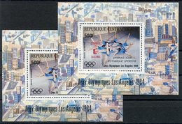 RC 14947 REP CENTRAFRICAINE JEUX OLYMPIQUES LOS ANGELES DONT SURCHARGÉ BLOC FEUILLET NEUF ** MNH TB - Zentralafrik. Republik