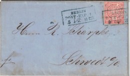 1868, "BERLIN POST-EXP. 1" Blauer Ra3 Auf Frühem Brief Mit 1 Gr. NDP - KBHW 160b (450 Punkte) - Lettres & Documents