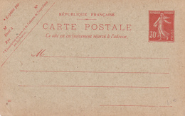 Carte Semeuse Camée 30c Rouge M1 Neuve Repiquage Mines D'Anzin - Cartes Postales Repiquages (avant 1995)