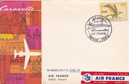 BUSTA VIAGGIATA TURCHIA - CARAVELLE- AIR FRANCE - ANKARA - PARIS - VIAGGIATA PER PARIS - Cartas & Documentos