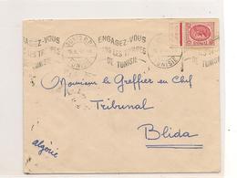 1952 ENVELOPPE DE TUNIS POUR  BLIDA (ALGERIE) - Covers & Documents