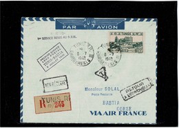 LCTN59/LE/2 - TUNISIE LETTRE AVION TUNIS / BASTIA 6/7/1948 - Aéreo