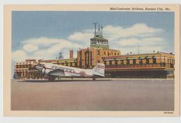 Kansas City MO Mid-Continent Airlines 1947 Linen Postcard - Kansas City – Missouri
