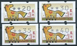 MACAU 2014 ZODIAC YEAR OF THE HORSE ATM LABELS COMPLETE BOTTOM SET, KLUSSENDORF, WITH SAME BACK NUMBERS - Distributeurs