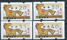 MACAU 2014 ZODIAC YEAR OF THE HORSE ATM LABELS COMPLETE BOTTOM SET, KLUSSENDORF - Distributori