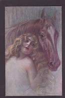 CPA Femme Avec Cheval Horse Women Illustrateur Non Circulé - Paarden