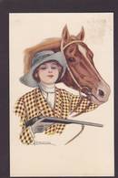 CPA Femme Avec Cheval Horse Women Illustrateur Non Circulé Chasse - Pferde
