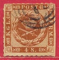 Danemark N°10 4s Brun-jaune 1858-63 O - Usati