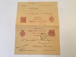 Entier Postal Avec Réponse Espagne Malaga Vers Malines Belgique .Année 1900 - 1850-1931