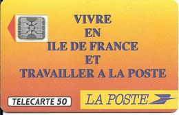 CARTE-PUBLIC-F-136A-1990-50U-SC4An-Trou 6-LA POSTE-Ile De France-5 Ge 21640-UTILISEE-  TBE-RARE - 1990