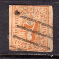 GERMANY HAMBURG GERMANIA AMBURGO ALLEMAGNE 1864 1865 NUMERAL CIFRA 7s ORANGE USATO USED OBLITERE' - Hamburg